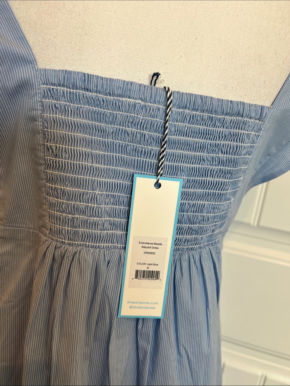 NWT Draper James Embroidered Maddie Babydoll Dress Light Blue Size Medium Lined - Picture 11 of 16